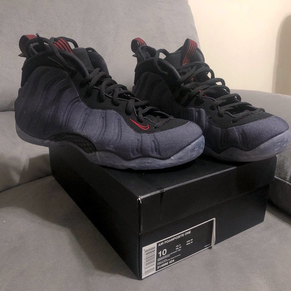 Size 10 New Foam posite . Denim Jean style